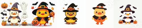 duck vector in Halloween costume