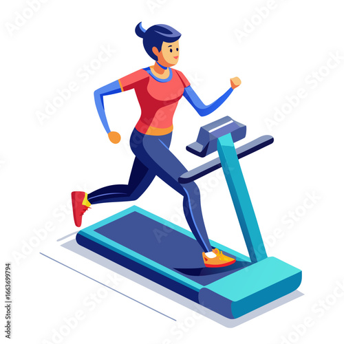 Woman running on a treadmill in a gym for cardio exercise