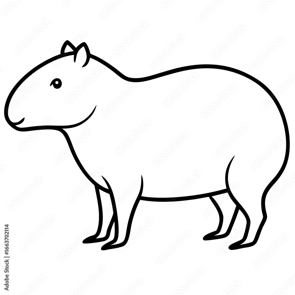 Fototapeta premium Capybara vector line art on white background