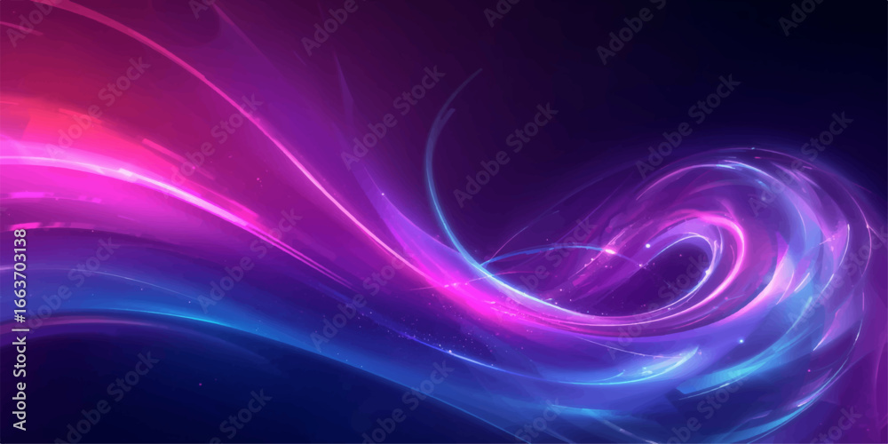 Naklejka premium An abstract purple fractal background with a bright flowing wave pattern