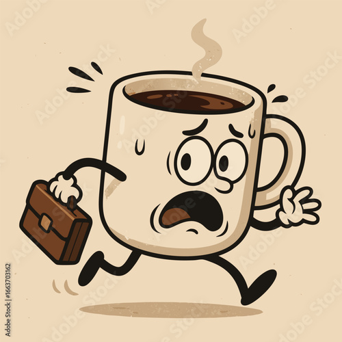 Funny Coffee Cup Character Illustration
