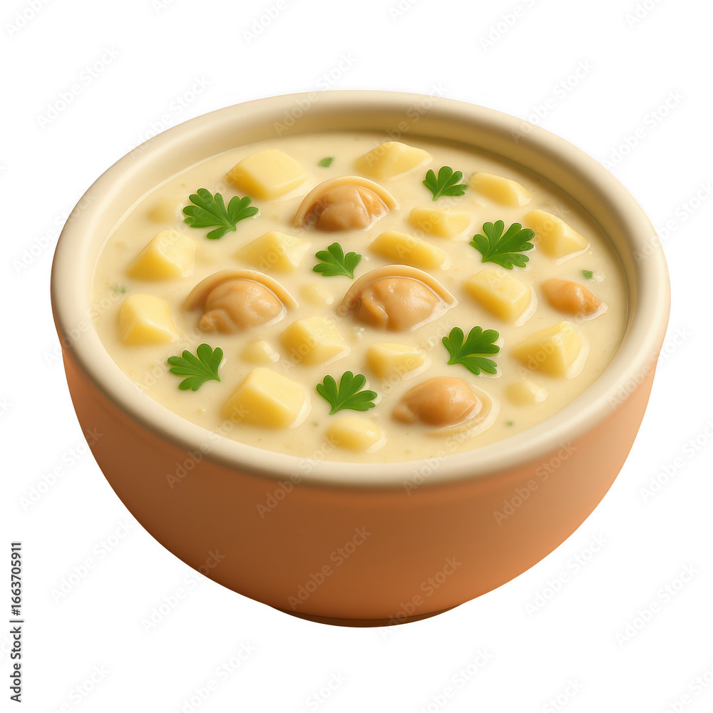 custom made wallpaper toronto digitalCreamy potato and mushroom soup bowl food isolated illustration on transparent background