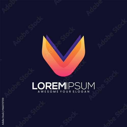 V/N initial logo with modern, simple, colorful gradient colors, inspirational logo