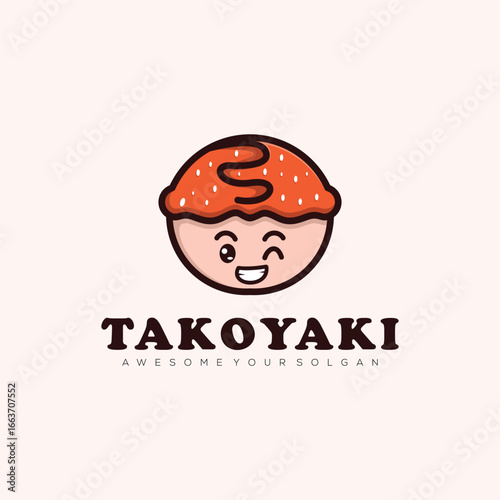 takoyaki vector logo simple attractive colors