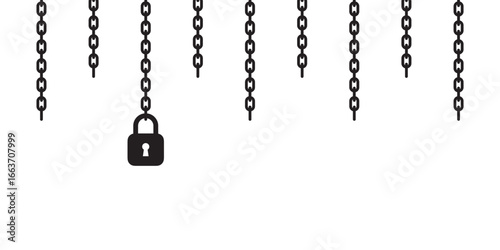 Suspended Security. Padlock on a Chain