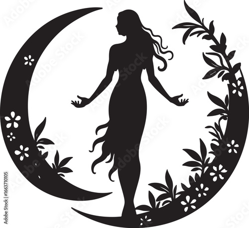 Triple Moon Goddess Floral Wreath