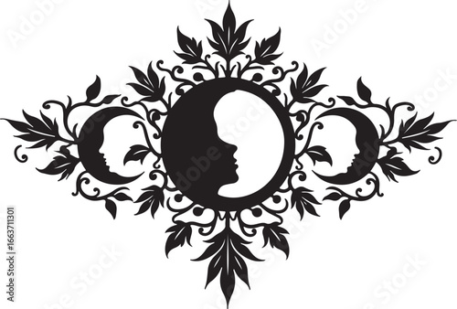 Triple Moon Goddess Floral Wreath