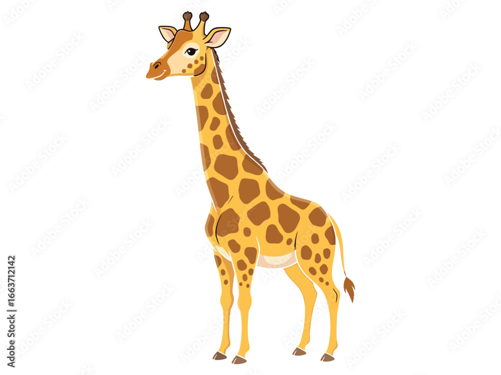 Naklejka premium Vector illustration of cute sticker cartoon giraffe standing with long neck and spotted pattern