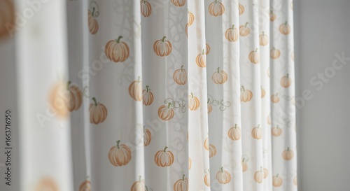Light curtains with pumpkin pattern for autumn home decor concept