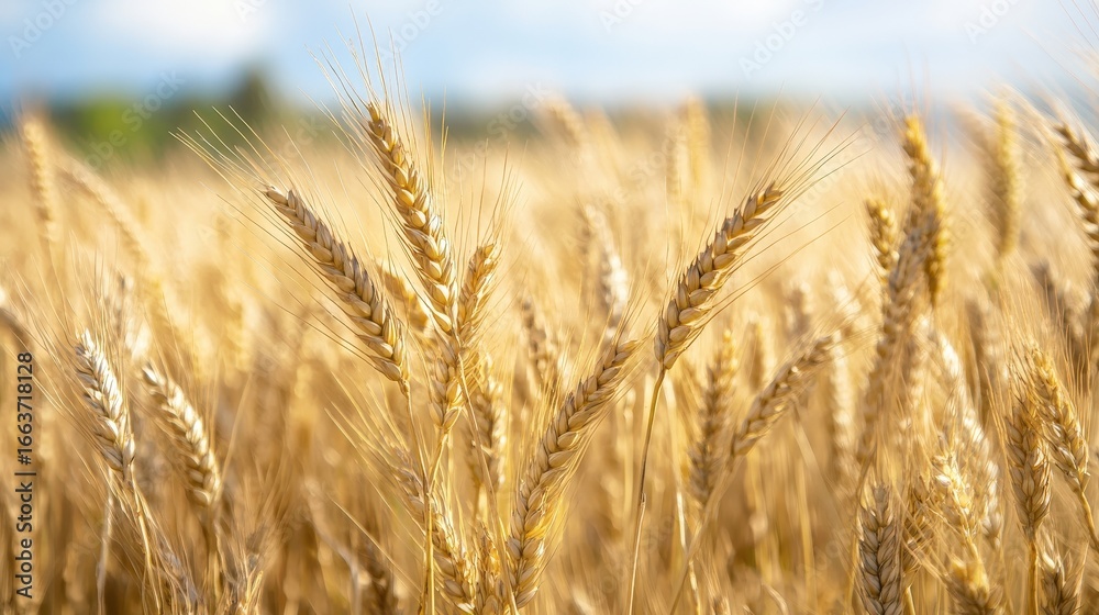 Fototapeta premium Golden wheat stalks in a field.