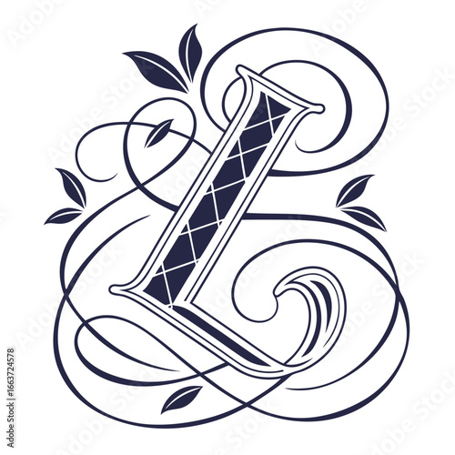 Elegant Letter L with Floral Swirls for Monograms and Designs