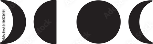 Moon phases silhouette vector, ideal for astronomy, night sky, and celestial design projects.