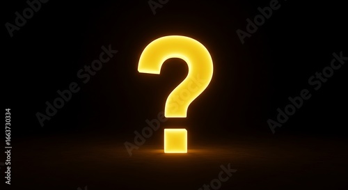 Glowing yellow question mark symbol on black background