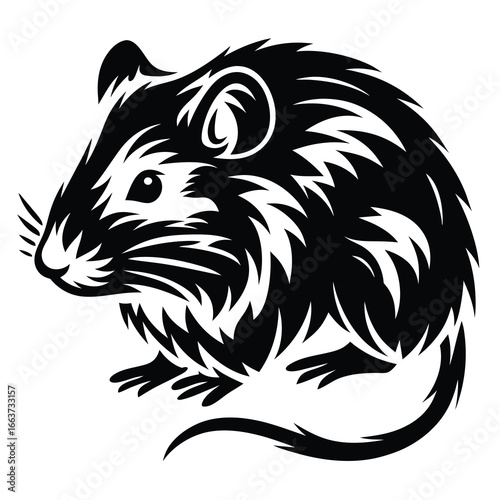 Wallpaper Mural Monochrome Stylized Illustration of a Field Mouse with Ornamental Design Elements Torontodigital.ca