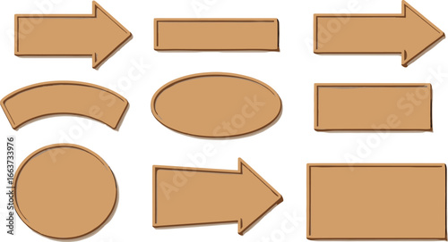 Cardboard paper cut-out arrows and shapes, a directional and creative asset for graphics, design, and presentations with a handcrafted feel.