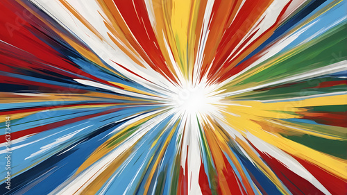 Dynamic abstract background with rainbow paint splashes leaving white space for text or logo.
