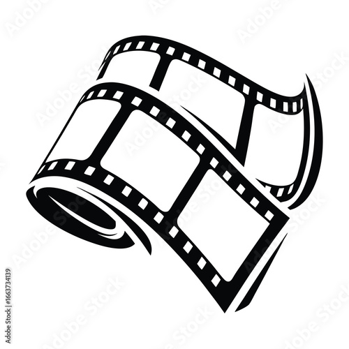 Black and white Film Strip Illustration for Cinema and Video Production