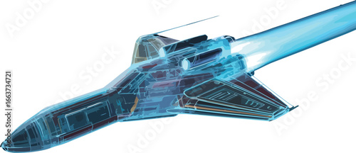 Futuristic Aircraft: A striking, illustrative depiction of an advanced aircraft, highlighting its internal mechanics and sleek design against a crisp backdrop.