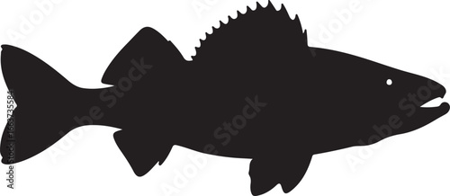 Black silhouette of a fish white aquatic