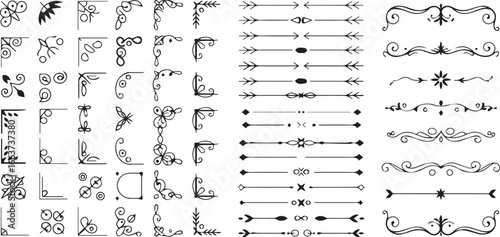 monoline filigree decorative motifs and ornamental separators ideal for graphic layout design vector ai eps png jpeg