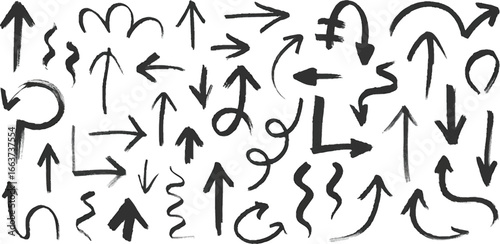 diverse hand drawn arrow illustrations vector pack in black ink sketch style for presentations websites and educational design