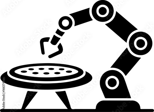 Robotic Arm Assembling Pizza Modern Industrial Food Preparation