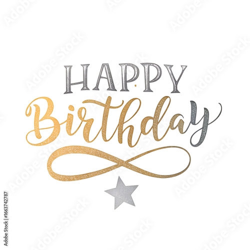 Creative paper card cutting on orange color background. Happy Birthday text.