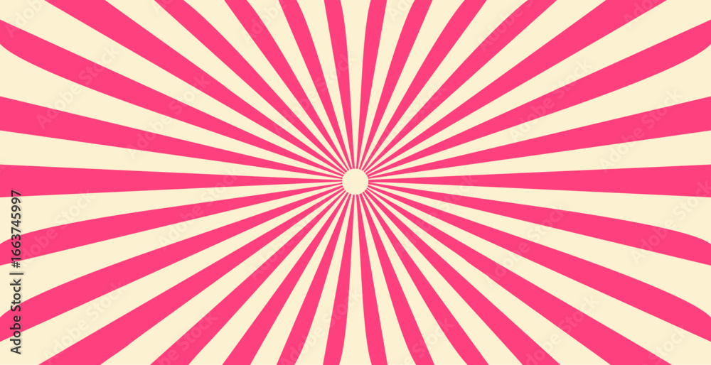 Fototapeta premium Radial sunburst background. Vintage wallpaper with rays in circus style, vector illustration
