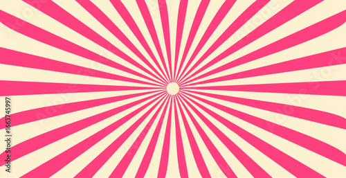 Radial sunburst background. Vintage wallpaper with rays in circus style, vector illustration