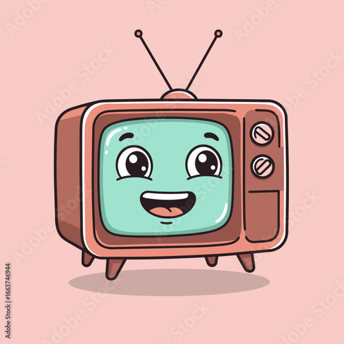 Cartoon Retro TV with Happy Expression