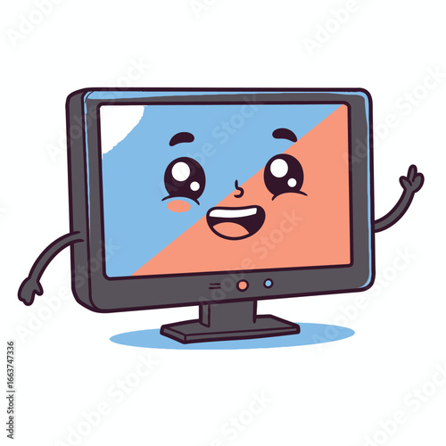 Cute Cartoon Computer Monitor with Happy Expression