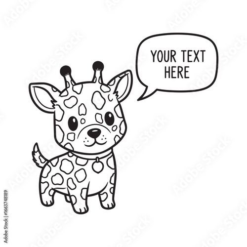 Cute Cartoon Dog or Puppy Wearing a Spotted Giraffe Costume