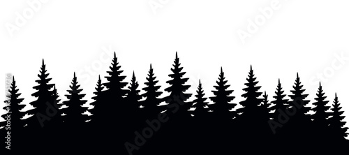 Transparent Background Forest Silhouette Vector Illustration Evergreen Tree Landscape Design Isolated