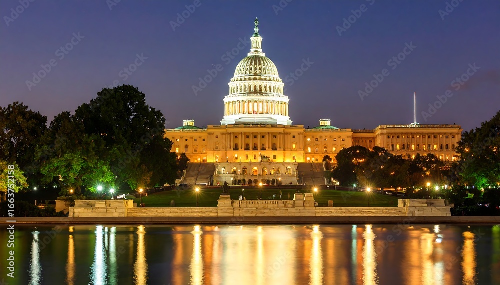 Fototapeta premium Illuminated Capitol Building at Night (1)