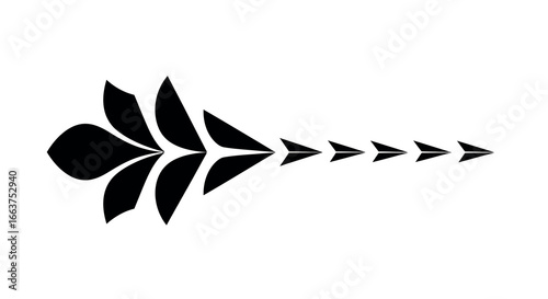 Elegant black arrow with floral elements in minimalist design