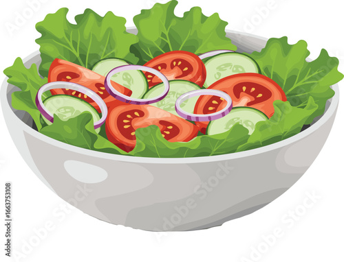 Fresh vegetable salad in bowl, lettuce tomato cucumber onion, healthy food, diet meal, organic ingredients, vegetarian, vegan, nutritious, detox, wellness, crisp, delicious, clean eating