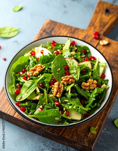 Fresh green salad with nuts and seeds
