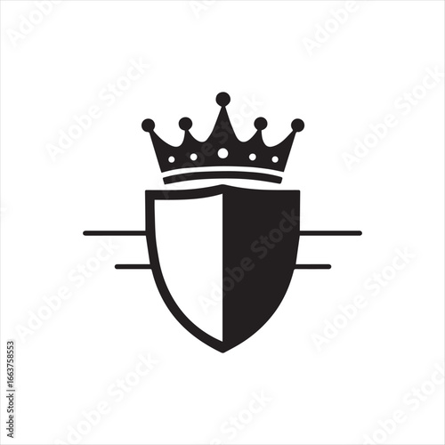 Elegant Crest Design Featuring a Crown and Divided Shield Symbolizing Nobility Security and Heritage Creating a Timeless Emblem