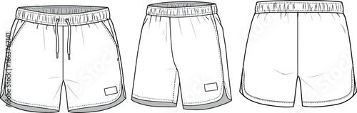 Athletic Drawstring Shorts | Vector Fashion Flat Template
