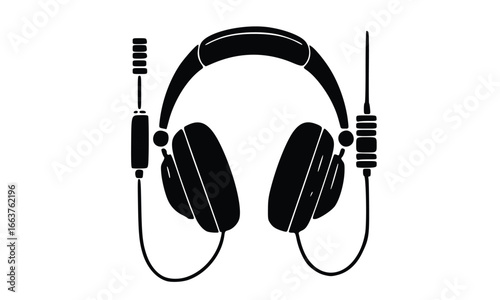 White studio headphones with a microphone, isolated on a white background, perfect for listening to music or recording audio