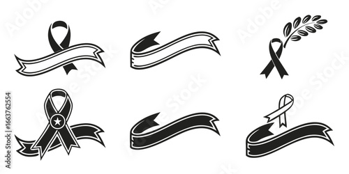 Collection of Black Awareness Ribbons and Banners