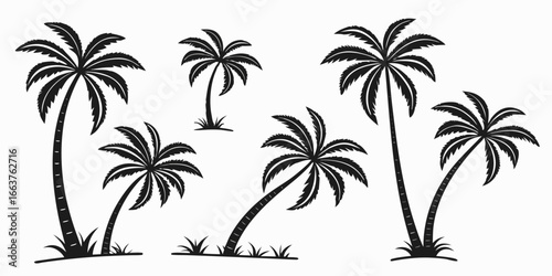 Collection of Black Silhouette Palm Trees