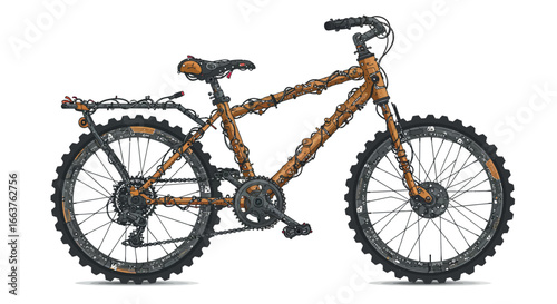 Detailed steampunk bicycle design with metallic accents