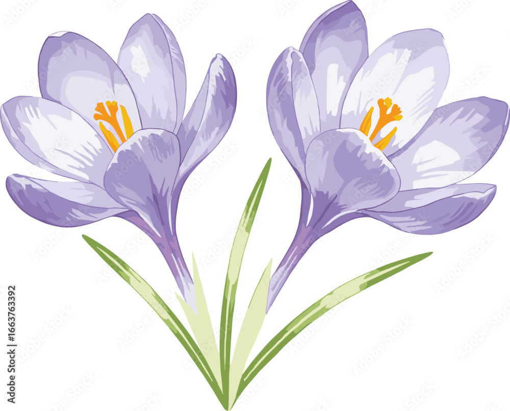 Naklejka premium Purple Crocus Flower Vector | Spring Floral Illustration