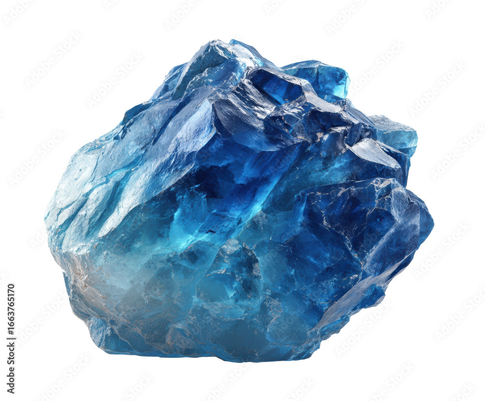 Fototapeta premium Beautiful translucent blue mineral for decoration and design purposes on a transparent background, cut out