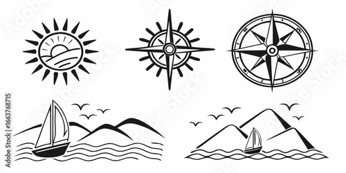 Nautical Symbols and Seaside Scenes Collection