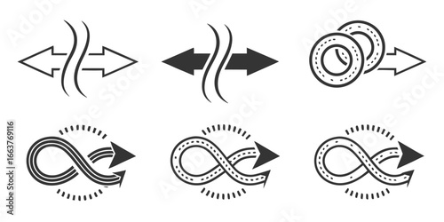 Set of Arrow and Infinity Loop Icons