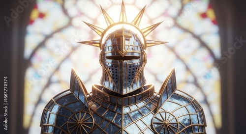 Epic Knight Warrior in Ornate Armor with Radiant Halo