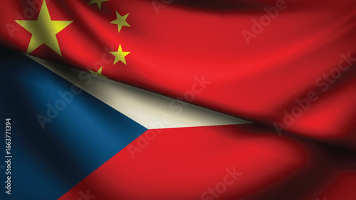 czech and china flag fusion design