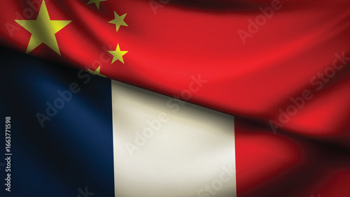 france and china flag fusion design